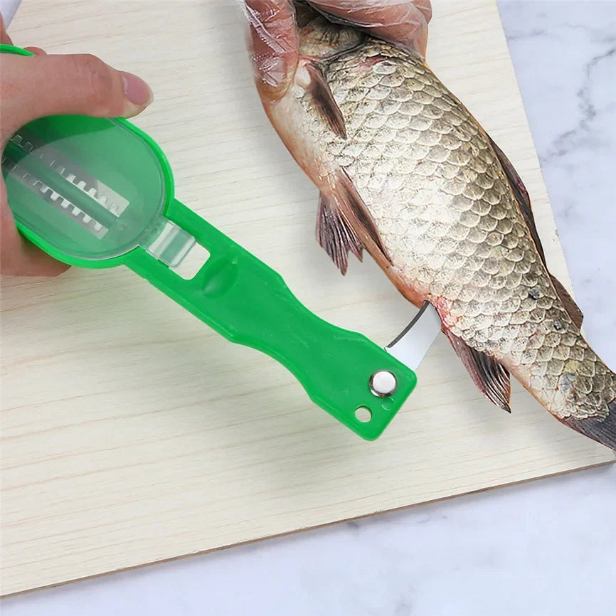 Practical Fish Scale Remover, Plastic Fruit and Vegetable Peeler, Descaling and Cleaning Scraper with Accessories, Folding Knife