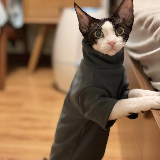 Sphynx Cat Clothes Baby Soft Cotton Fall Winter Kitten Small Dog Clothes for Cornish Devon Cat Costume Hairless Pet Clothes - Play Paws Toys