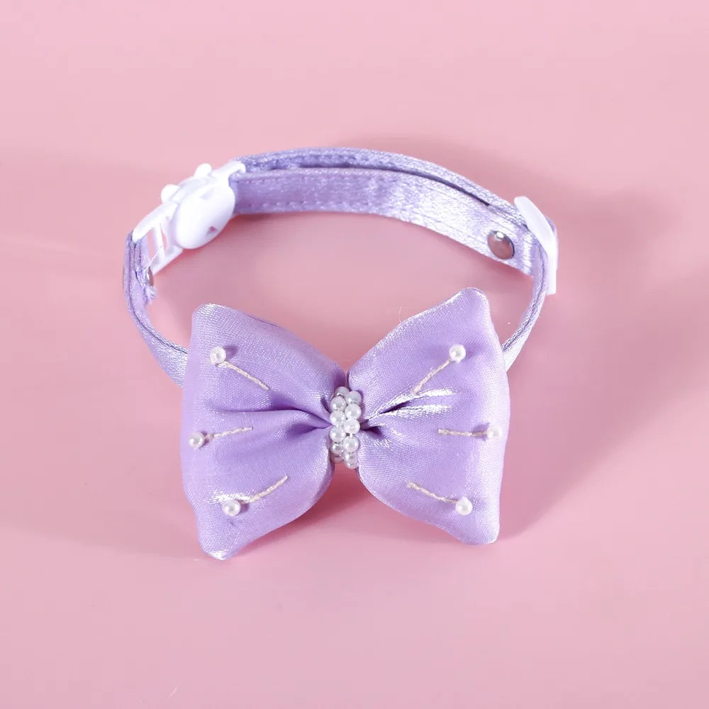 High Quality Heart Pendant Pet Collar Bowknot Durable Pet Supplies Adjustable Solid Color Cats Bow Tie Pets Accessories