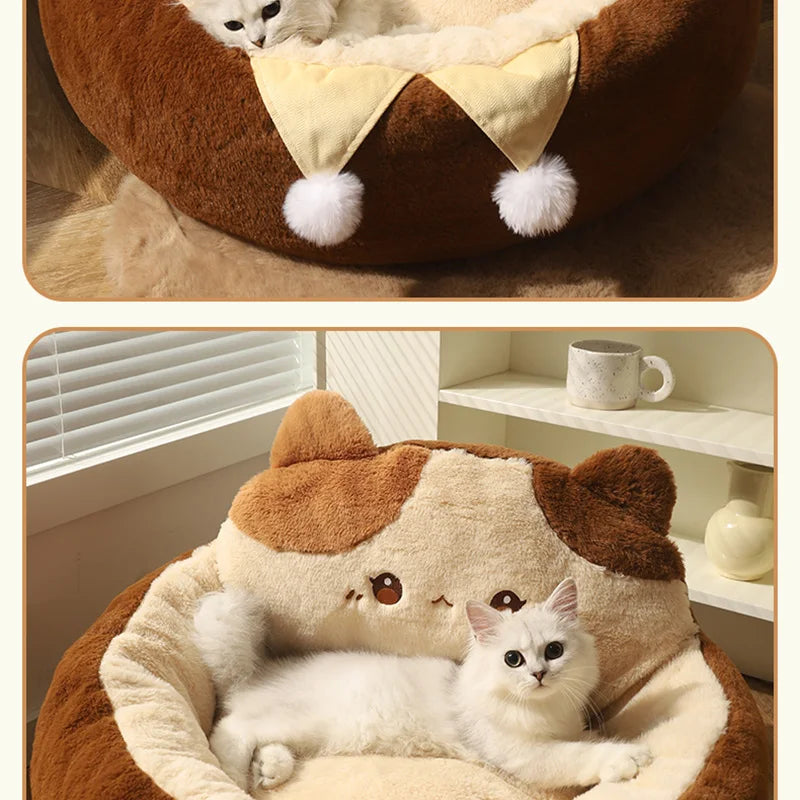 HOOPET Cats Sofa Dogs Bed Round Cat Pad Mattress Winter Warm Deep Sleep Cushion Soft Cat House Dog Nest Pet Accessories - Play Paws Toys