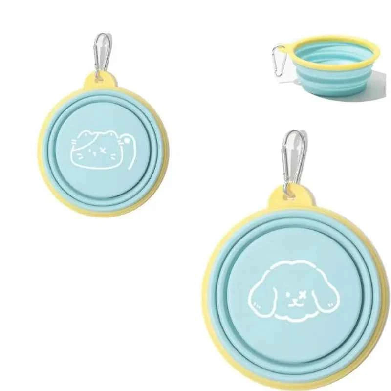 Pet Outdoor Folding Bowl Portable Travel Pet Food and Water Bowl with Hook Clamp Foldable Feeding Plate or Dogs and Cats