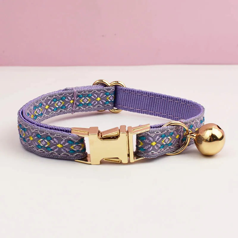 Adjustable Comfortable Cat Collar with Bell Personalized Pet Collar for Cats And Small Dogs metal hardware set cat collar