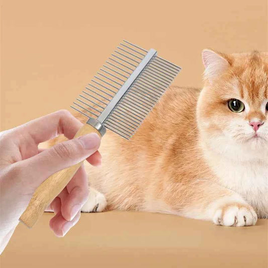Cat Comb Stainless Steel Cat Brush Dog Hair Brush Wood Handle Pet Hair Remover Cats Comb Pet Grooming Cleaning Tools Accessories