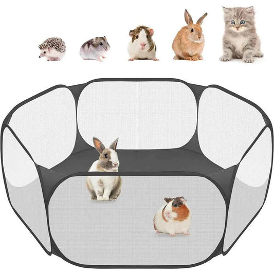 Foldable Open Pet Playpen Portable Transparent Pet Cage Yard Fence for Dog Cat Rabbit Hamster Guinea Pig Indoor Outdoor