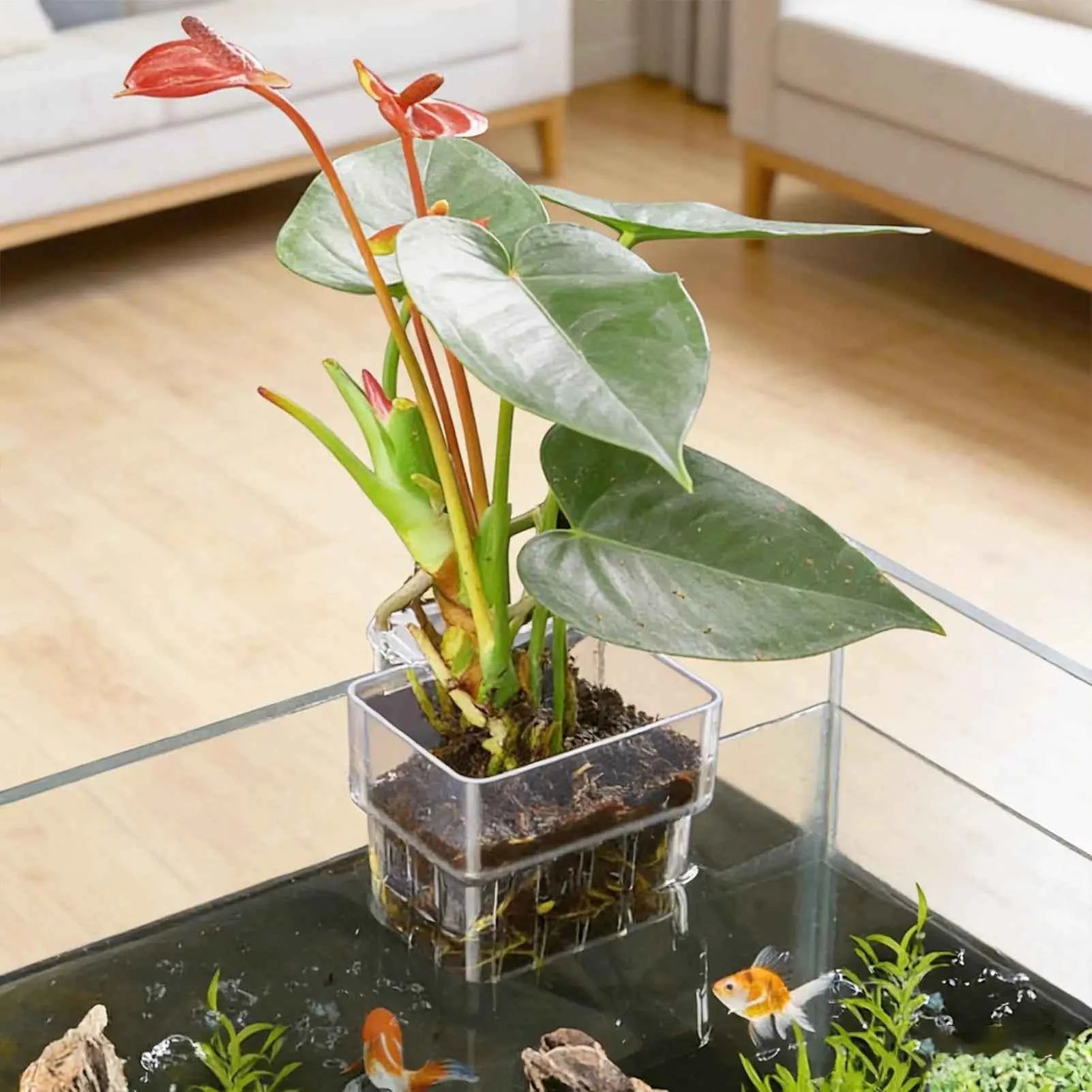 Transparent Hangable Aquarium Plant Holder Pot for Fish Tank Hydroponic System Indoor Workplace Decor Cultivation Decorations