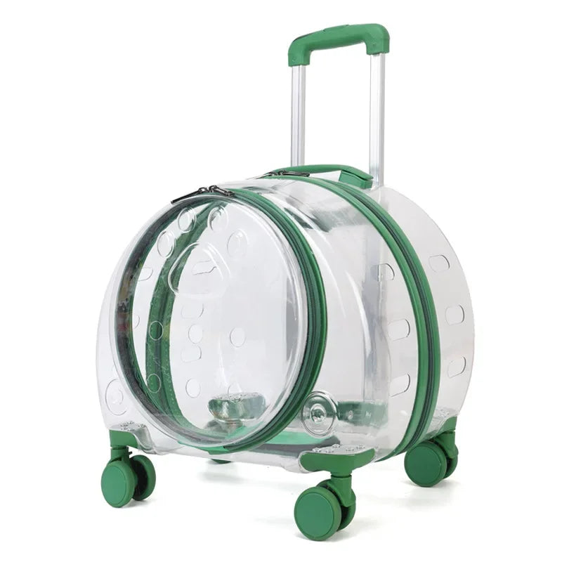 Transparent Pet Travel Carrier Portable Trolley Suitcase for Cats & Small Dogs Durable Pet Transport Case Professional Pet Cart - Play Paws Toys