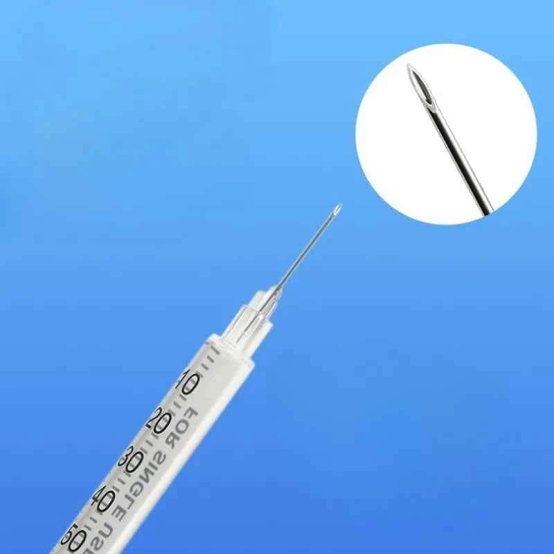 40/80PCS 0.3-1ML Disposable Plastic Veterinary Syringe Sterile Insulin Syringe with Orange Cap Needles for Pet Farm Animal Use