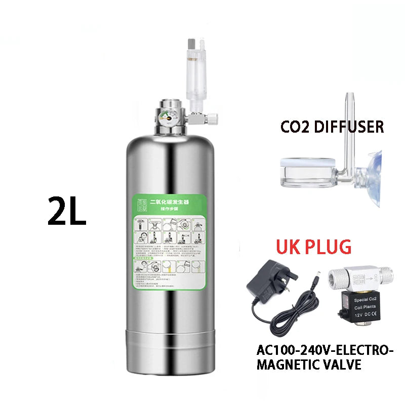 ZRDR Aquarium CO2 Generator Bubble Counter Electromagnetic Valve Steel Cylinder Raw Material Reaction Water Grass CO2 Generator