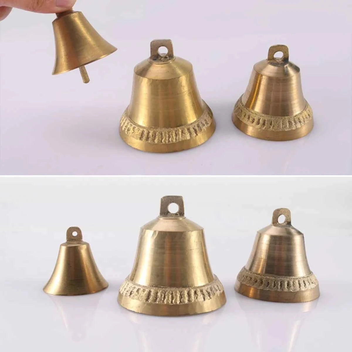 Cattle Sheep Copper Bell Super Loud Wind Chime Horse Cat Dog Livestock Bell Horn Hand-cranked Bell Outdoor Doorbell Ornament 1Pc