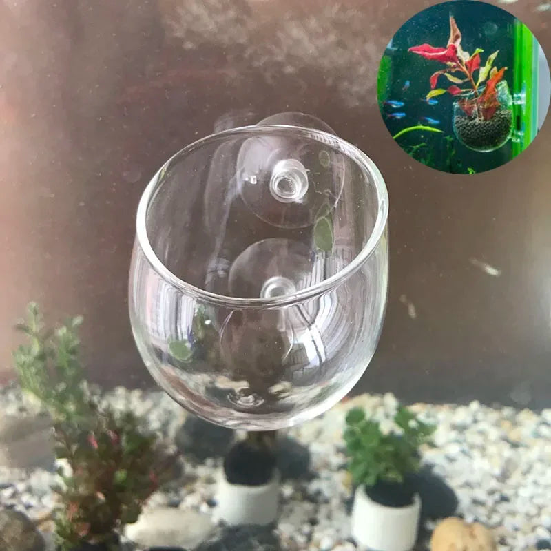 Glass Aquarium decoration Hanging fish tank Mini Crystal Pot Polka Water potted planting cylinder cup aquarium accessories