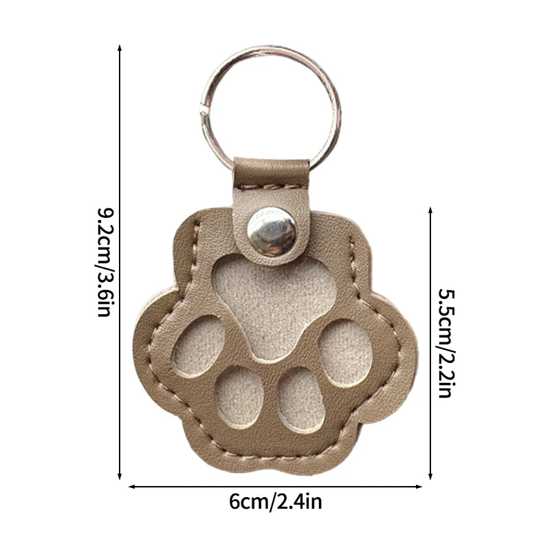 Memorial Leather Pet Hair Storage Bag Cat Paw Keychain Kitten Souvenir Fur Container Pendant Portable Handmade Key Accessories