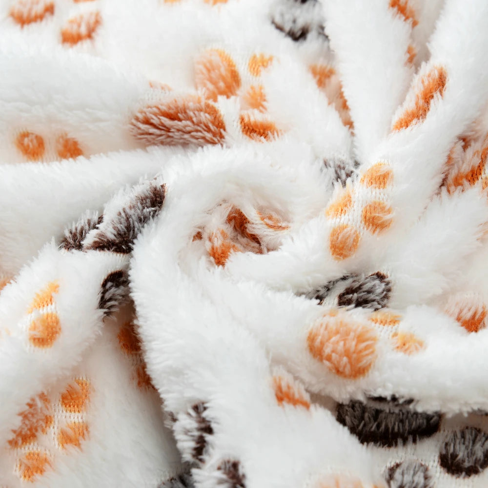 Warm Pet Cat Blanket Autumn Winter Cozy Thicken Fleece Kitten Footprint Bed Mat for Small Medium Big Cats Dog Chihuahua Supplies - Play Paws Toys