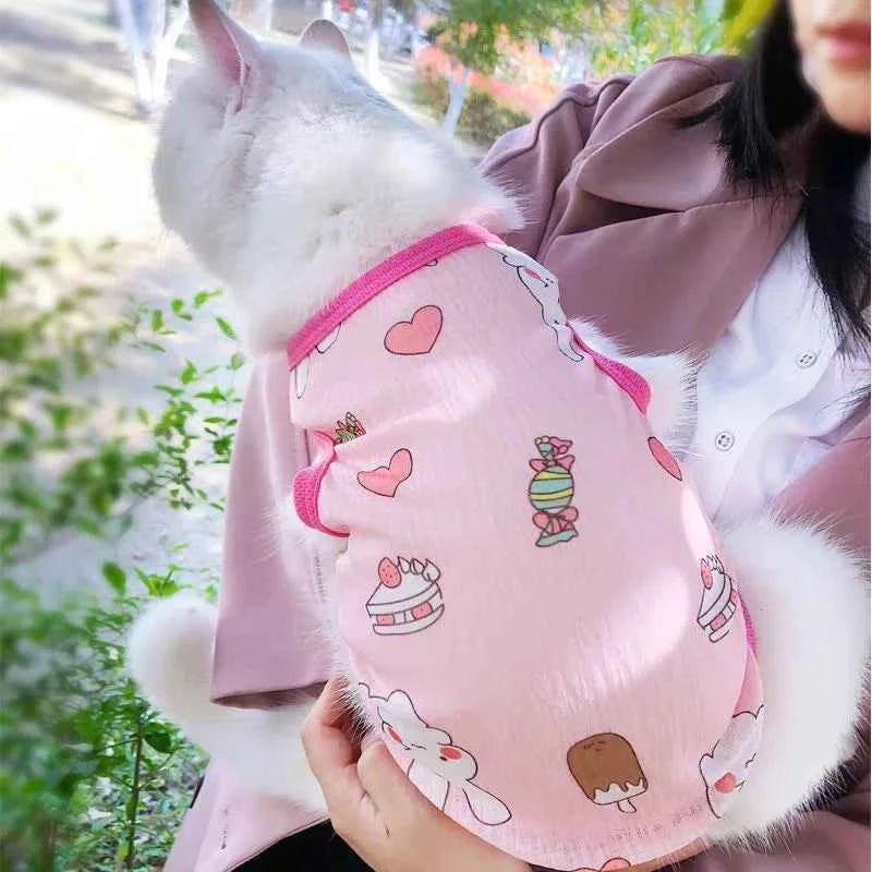 Sunscreen Clothes for Cats Summer Pet Vest Cute Print Cat Puppy Clothing Ultra-thin Breathable Kitten Pullover ropa para gatos
