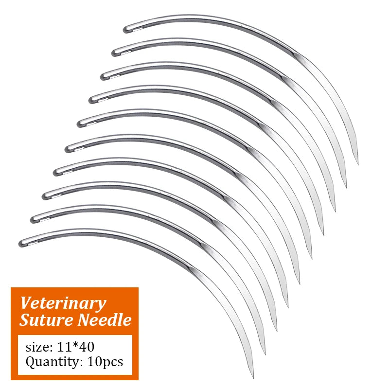 Suture Needle Bending Needle Veterinary 10Pcs Absorbable Suture Thread 1M Animal Husbandry Veterinary Tools Sheep Cow Livestock