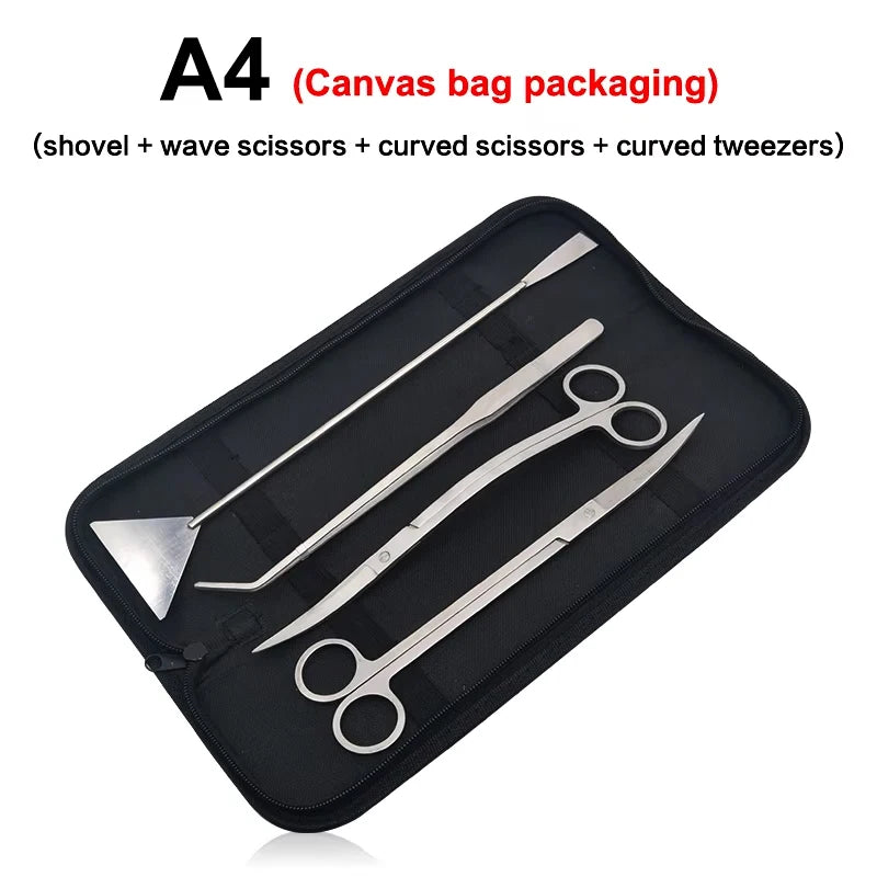 Aquarium Scissor Tools Set Wave Scissors Tweezers Plants Grass Stainless Cleaning Tools Fish Tank Shovels Aquarium Accessories