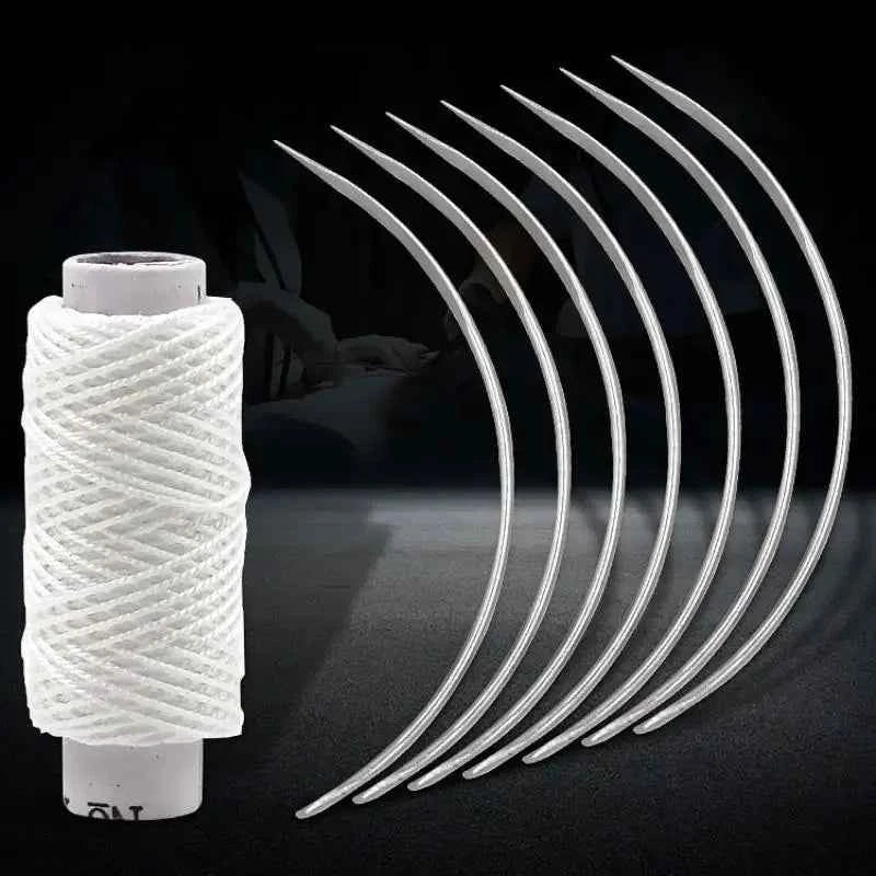 10Pcs/Bag Veterinary Suture Needle Or 1Roll SuturesPig Cattle Sheep Beast Surgical Needles Curved Trigeminal For Veterinary Team