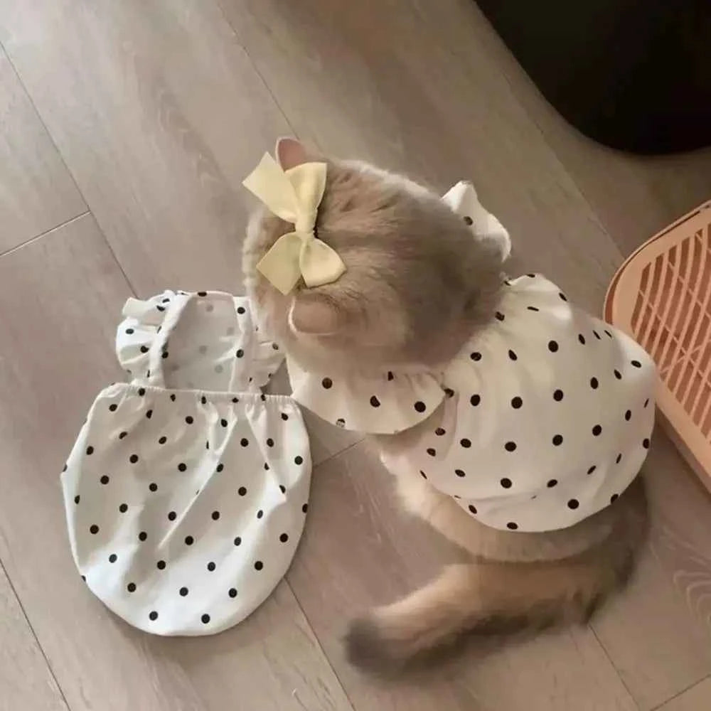 Fashion Dot Pet Dog Dress Sleeveless Summer Clothes Cat Princess Dresses Slim Style Pet Clothes Chihuahua Bichon French Bulldog