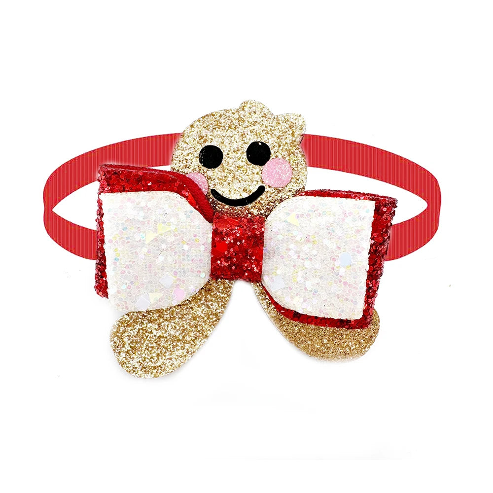 30pcs Christmas Pet Dog Bow Tie Adjustable Pet Collar Snowman Deer Style Dog Necktie for Small Dog Grooming Pet Acessories