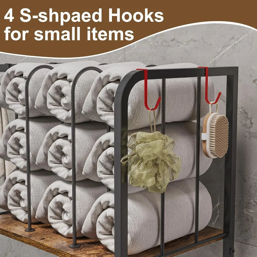 Rack For Bathroom 3-Tier M-Shaped Detachable Dividers, Durable Metal Towel Holder, Pool Items Holder, Space-Saving Storage
