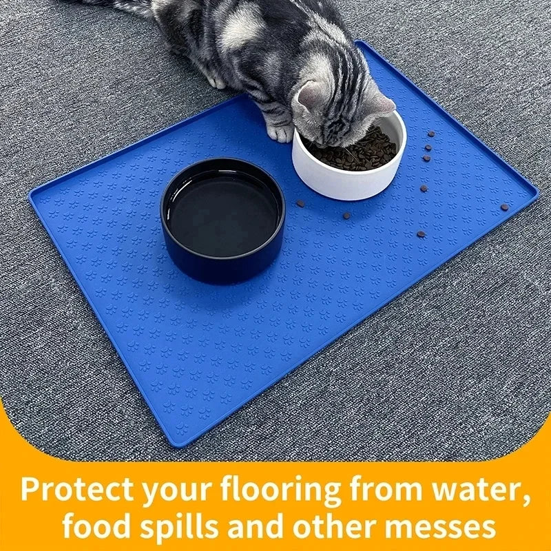 Pet Placemat Cat Dog Drinking Feeding Placemat Feeder Mats Cat Feed Mat Dog Food bowl Mat Silicone Waterproof Pet Bowl Pad - Play Paws Toys