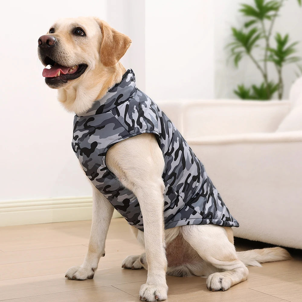 4XL-6XL Large Dog Jacket Clothes Winter Waterproof Coat For Big Dogs Vest Costume Camouflage Print Golden Retriever Pet Overalls