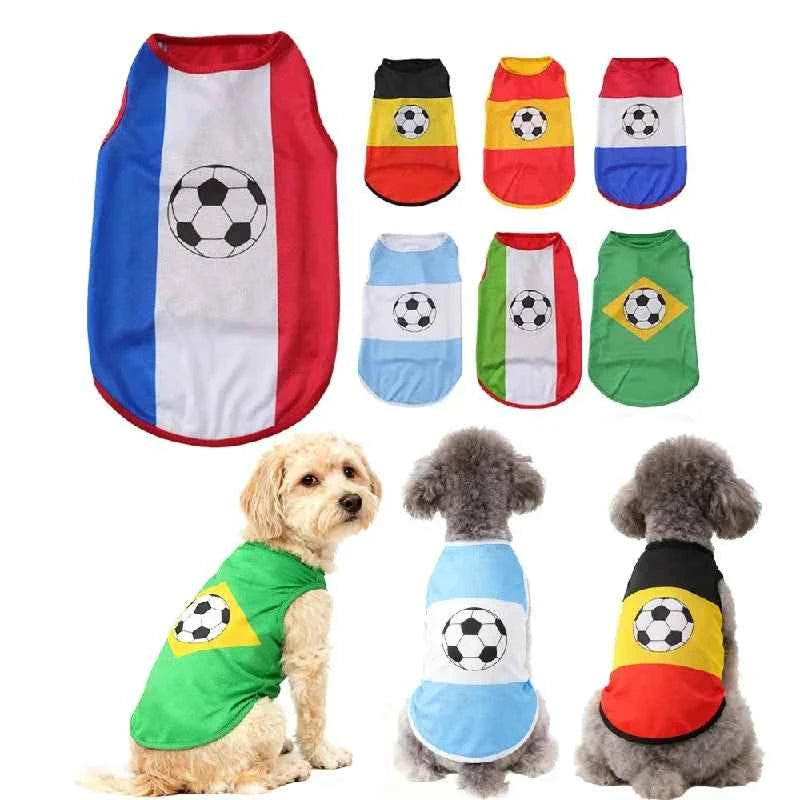 Pet Dog Clothes Football Jersey Dog Shirt Outfit Wear National Flag of Spain France Germany Netherlands Italy Argentina Brazil