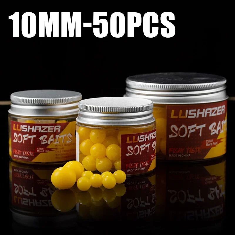50PCS Floating Corn Soft Lure TPE Corn Flavor Float Fishing Bead Silicone Soft Baits Crankbaits Topwater Lures for Carp Fishing
