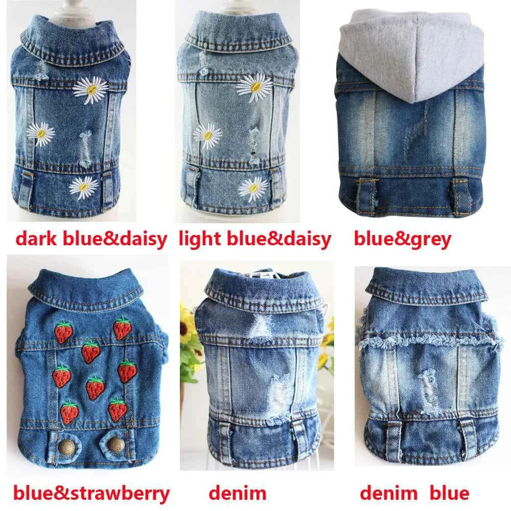 XS-2XL Denim Dog Clothes Cowboy Pet Dog Coat Puppy Clothing For Small Dogs Jeans Jacket Dog Vest Coat Puppy Outfits Cat Clothes
