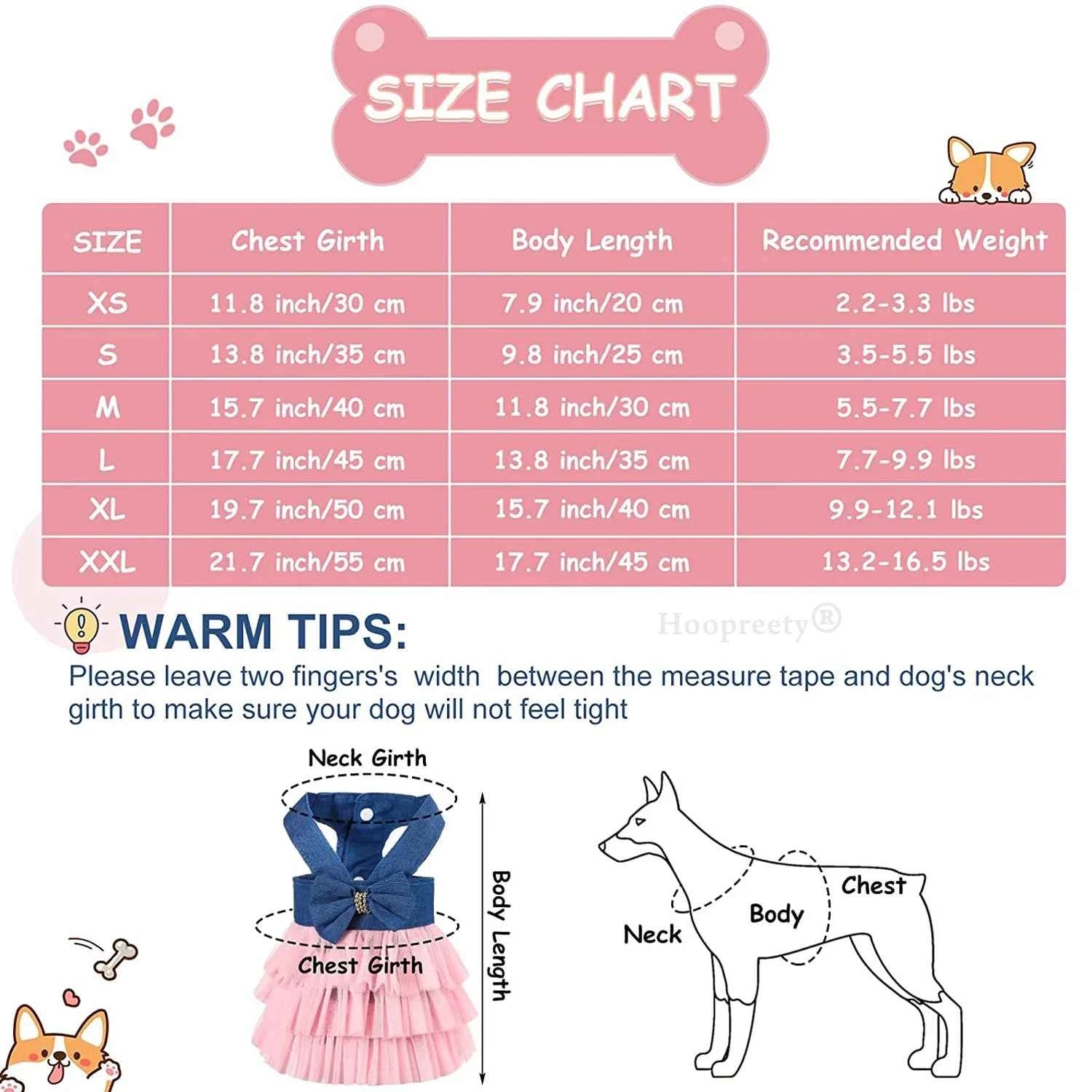 Dog Dress, Fashion Puppy Tutu Princess Dresses for Small Dogs Girl, Sweet Skirt with Dog Bowknot Clips, Spring Dog Cat Clothes