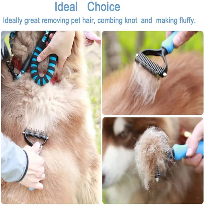 Hair Removal Comb for Dogs Cat Detangler Fur Trimming Dematting Deshedding Brush Grooming Tool For matted Long Hair Curly Pet