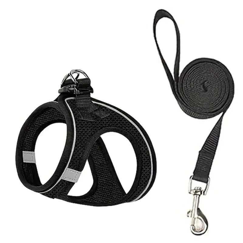 Dog Harness and Leash Set for Walking, Escape-Proof Vest Harness with Soft Mesh, Adjustable Straps, Reflective Strips, Suitable for Kittens and Puppies