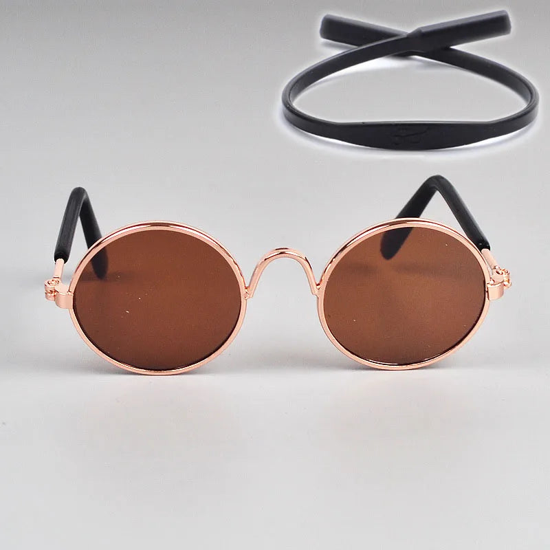 Puppy Dog Sunglasses Anti-skid Round Metal Cat Classic Retro Sunglasses Hippie Cute and Funny Pet Glasses Cosplay Party Costume