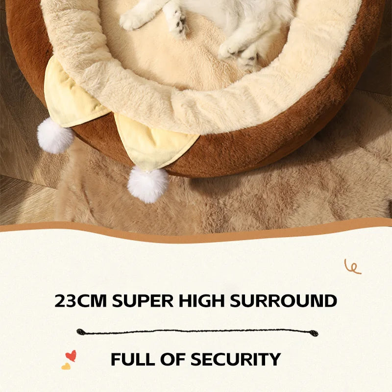 HOOPET Cats Sofa Dogs Bed Round Cat Pad Mattress Winter Warm Deep Sleep Cushion Soft Cat House Dog Nest Pet Accessories - Play Paws Toys