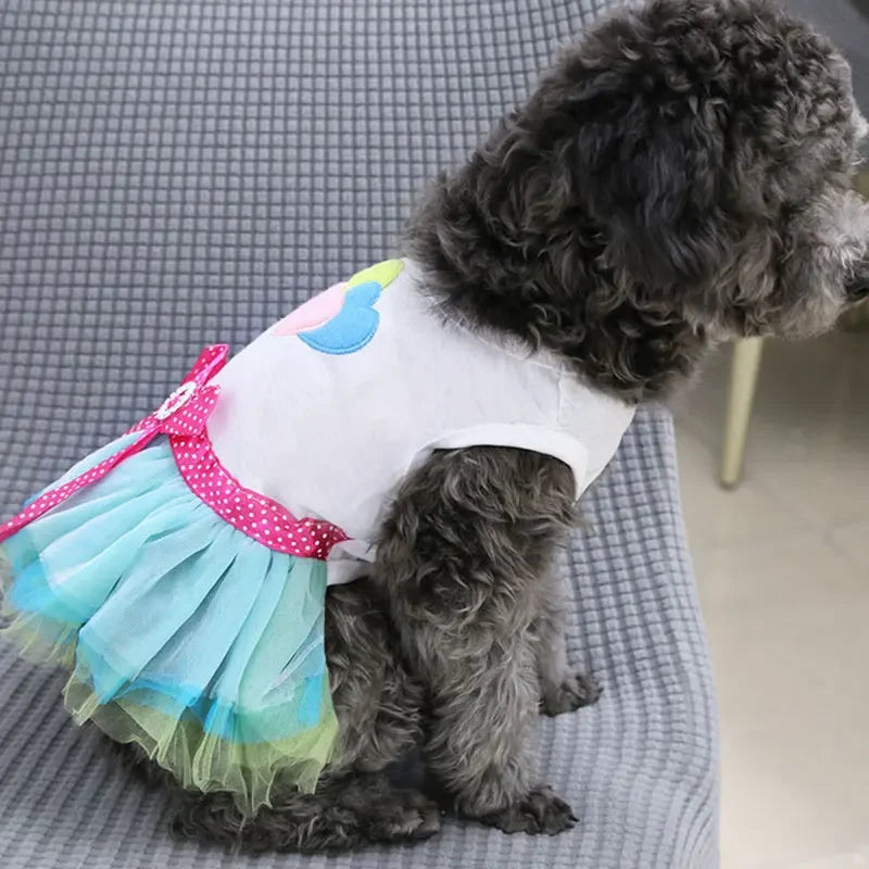 Puppy Summer Dress Dog Cat Lace Skirt Pet Clothing Chihuahua Stripe Skirt Cat Princess Apparel Cute Puppy Clothe Dog Accessories
