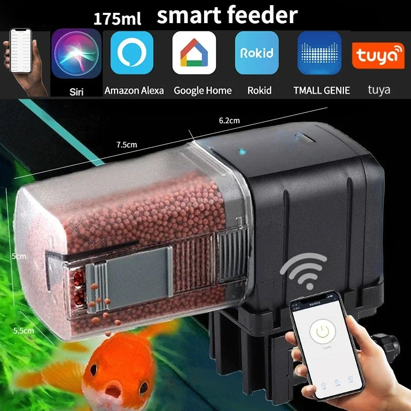 iLONDA New Wi-Fi Automatic Fish Feeder 2nd Generation  Feed Dispenser Long Range Remote Control with Timer Countdown Feeding