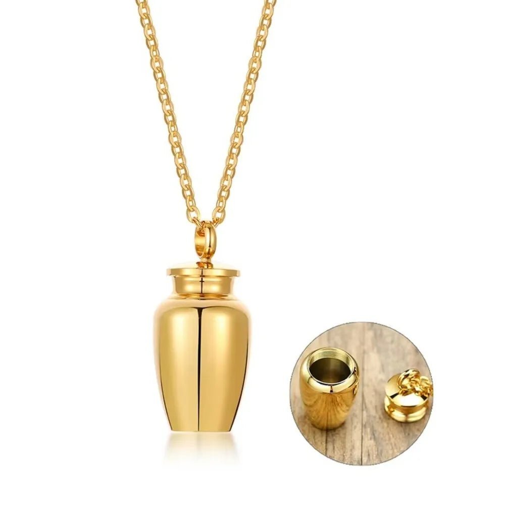 High Quality Mini Bone Ash Pendant Removable Stainless Steel Cinerary Urn with Necklace Well Sealed Memorial Pendant Jar