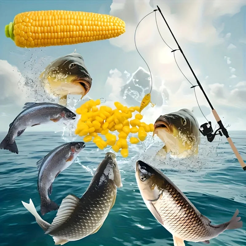 50/100pcs Realistic Corn Cob Fishing Lures - Yellow Corn Kernel Soft Baits, Pouch-Packed Freshwater & Saltwater, for Carp