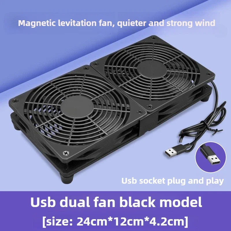 120mm 240mm Fan Router Cooling Fan DIY PC Cooler TV Box Wireless Silent Quiet DC 5V USB Power 12CM W/Screws Protective Net