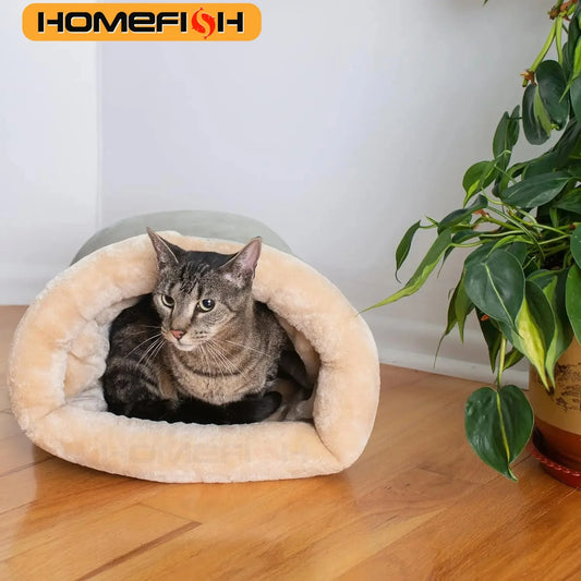 Autumn and Winter Cat Sleeping Bag Semi-enclosed Cat Nest Warm Small and Medium-sized Pet Nest Can Be Disassembled and Washed - Play Paws Toys