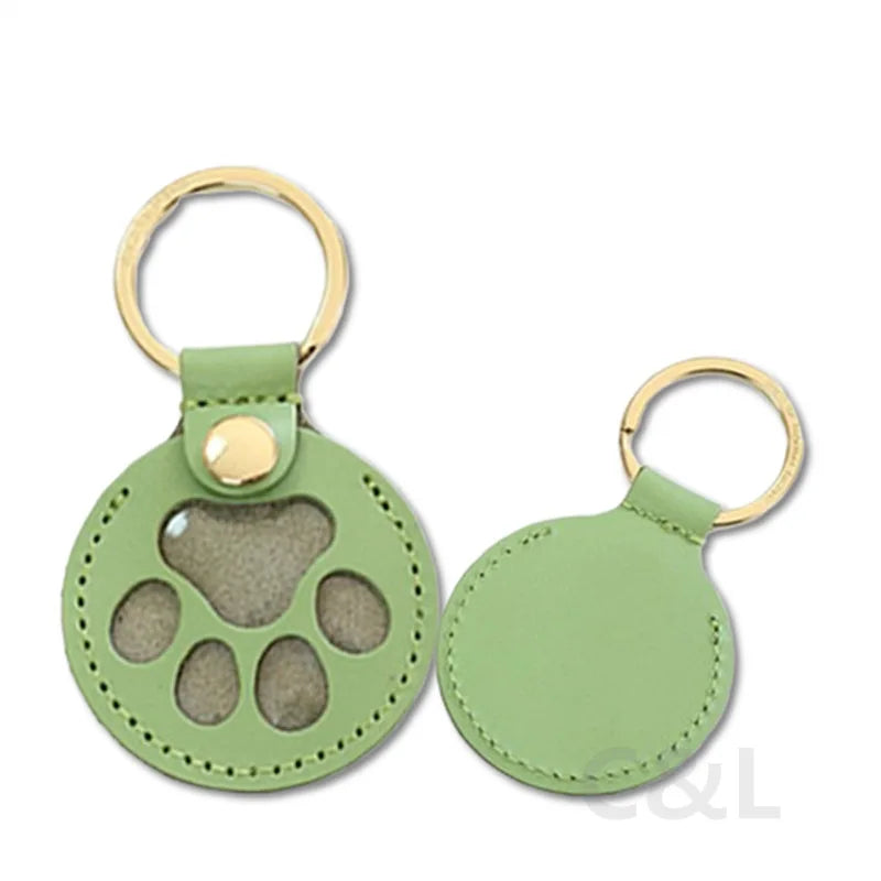 Memorial Leather Pet Hair Storage Bag Cat Paw Keychain Kitten Souvenir Fur Container Pendant Portable Handmade Key Accessories