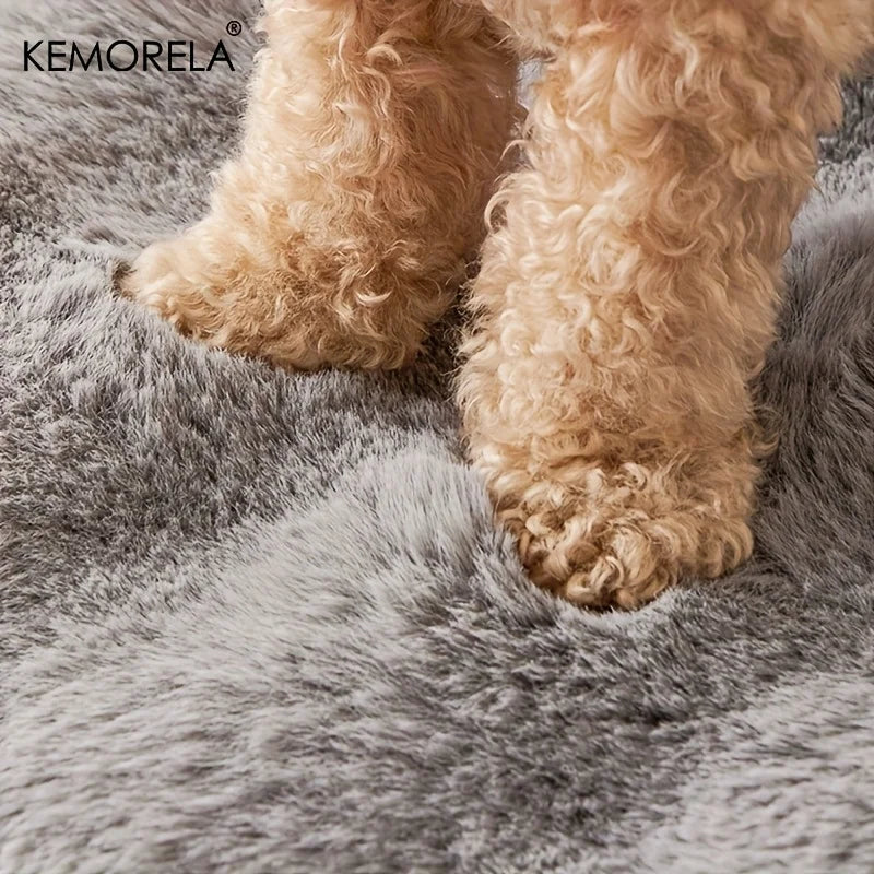 Luxury Plush Pet Mattress -Thickened Warm Imitation Rabbit Fur Dog Bed with Pillow, Scratch-Resistant Anti-Slip for Medium Dogs
