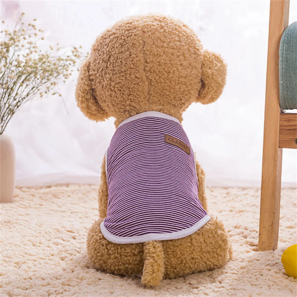 Summer Cat Dog Vest Classic Stripes Pet Sleeveless T-shirt for Small Dogs Cats Kitten Sphynx Clothing Outfit ropa para gatos
