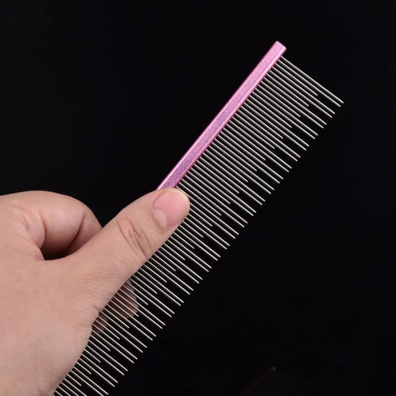 Pet Pink Comb Cat Dog Professional Stainless Steel Grooming Comb Dense Sparse Teeth Dog Cat Cleaning Brush Hair Reemoval Comb