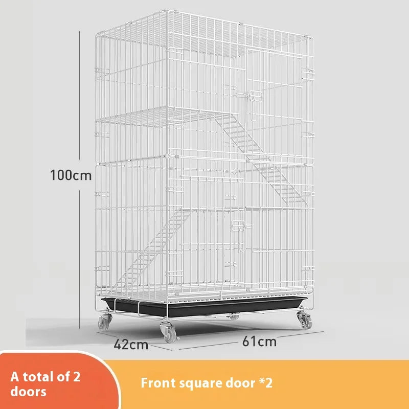 Indoor Cat Villa Cage with Foldable Design Large Multi-Story Cat House Encrypted Pet Cage Furniture for Home - Play Paws Toys