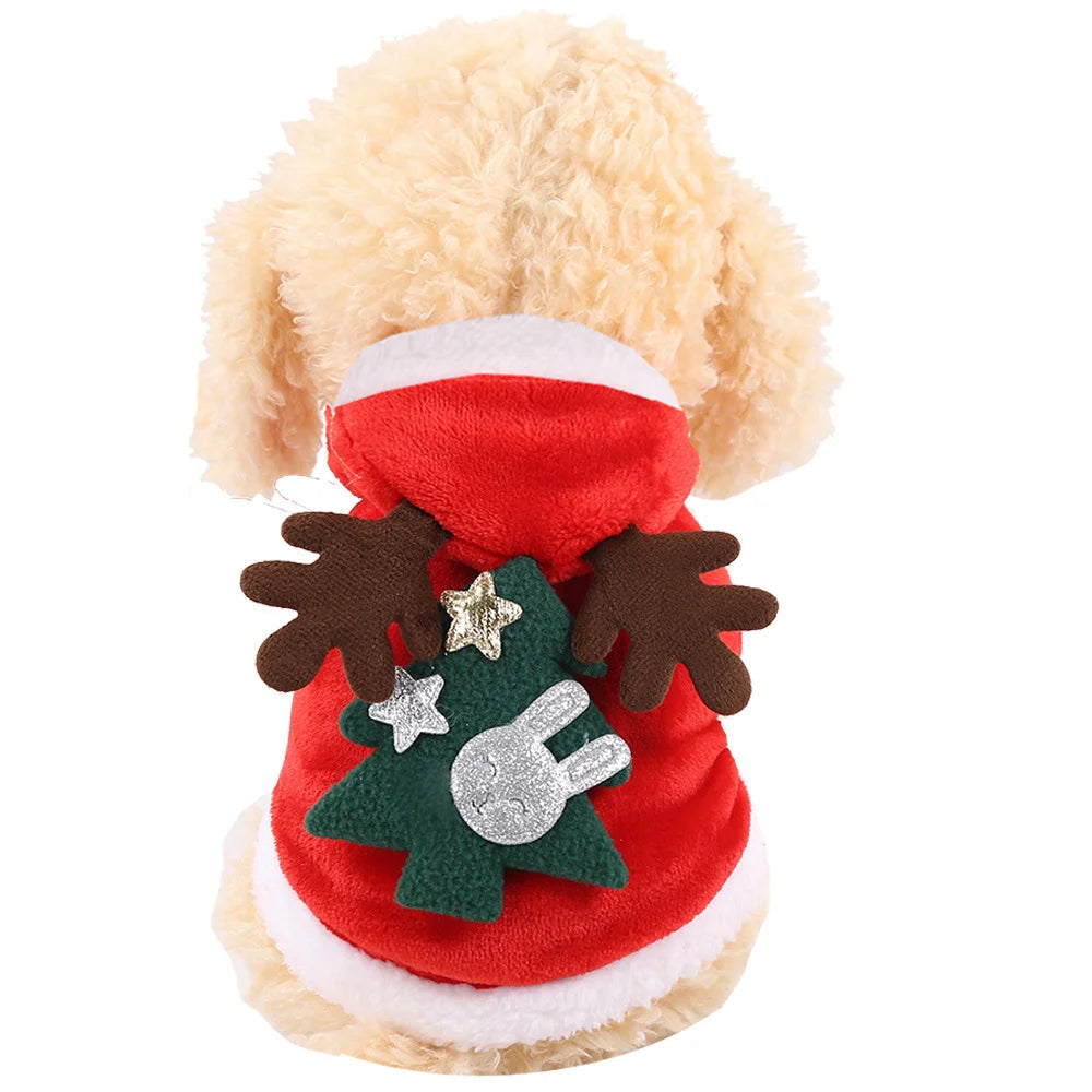 1pc Cat Christmas Clothes Winter Warm Pet Clothes for Small Medium Dogs Elk Santa Claus Dog Cats Coat Christmas Dogs Costume - Play Paws Toys