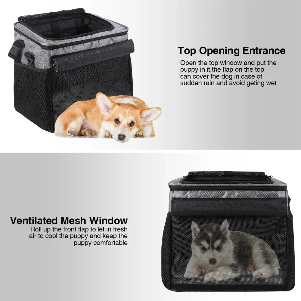 Bicycle Front Basket Pet Dog Carrying Bag Removable Suspension Folding Duffel Bag with 15 Lbs Weight Capacity for Cycling