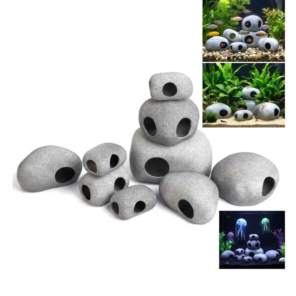 Purple Clay Aquarium Hideaway Rock Simulation Crafts Natural Touch Fish Tank Ornament Landscaping Decoration Aquarium Decoration