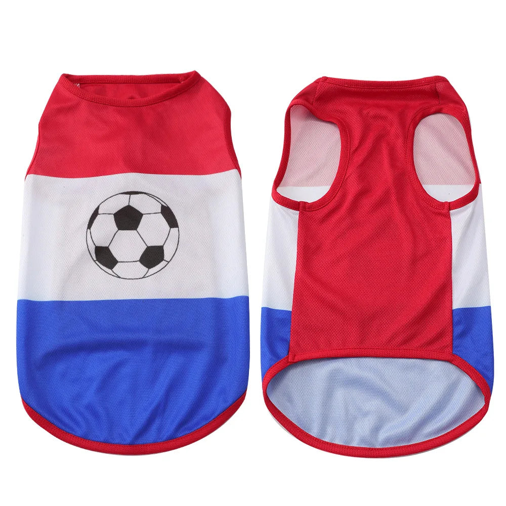 Pet Dog Clothes Football Jersey Dog Shirt Outfit Wear National Flag of Spain France Germany Netherlands Italy Argentina Brazil