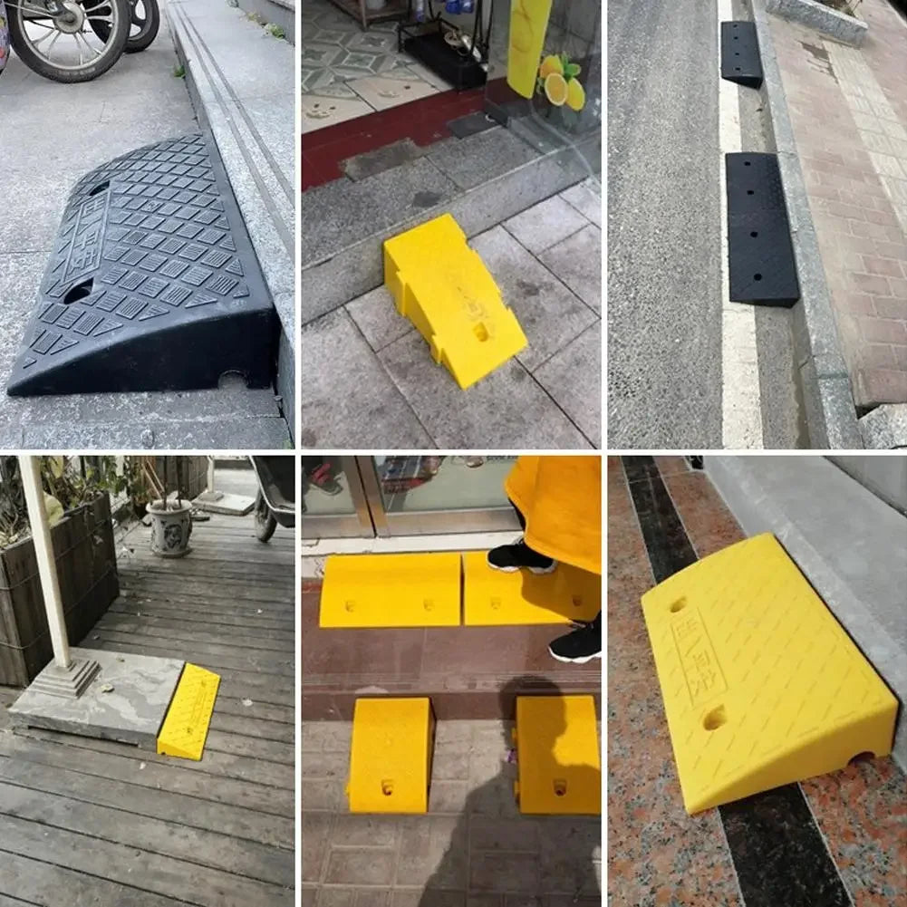 Car Driveway Ramp Kit 7/13cm Height  Portable Anti-Slip Wheel Chock Heavy Duty Threshold Ramps for Vehicle Maintenance & Loading