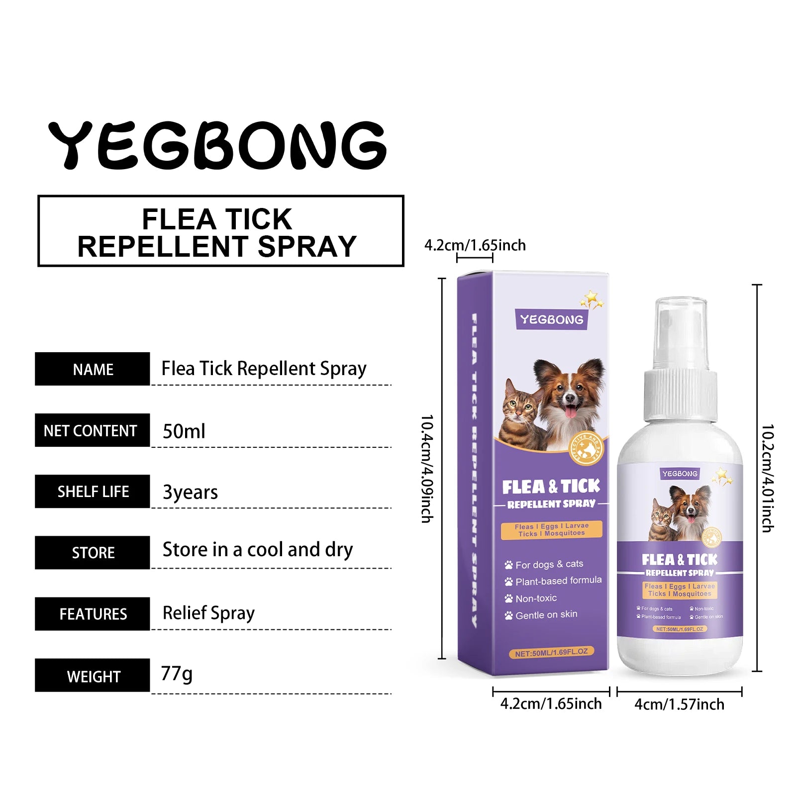 Pet Flea Repellent Spray Effectively Removing Fleas Ticks Relieve Skin Itching Natural Ingredients Non Irritating Pet Pest Spray